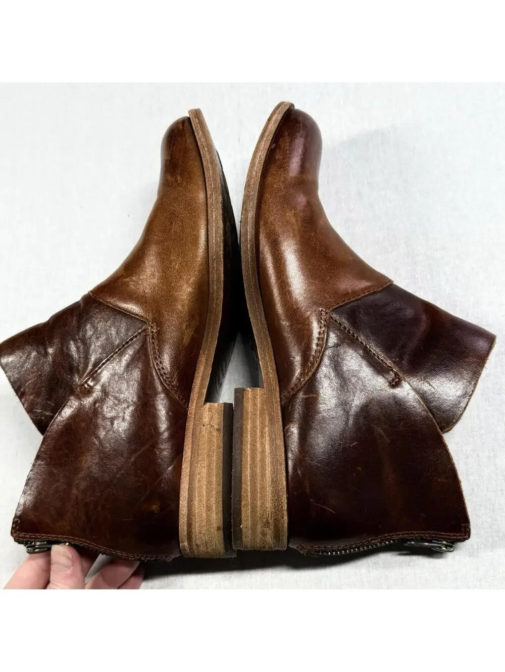 Kork-Ease ‘Ryder’ Leather Ankle Boots Women‎ Sz 8.5 Brown Rum Boho Booties